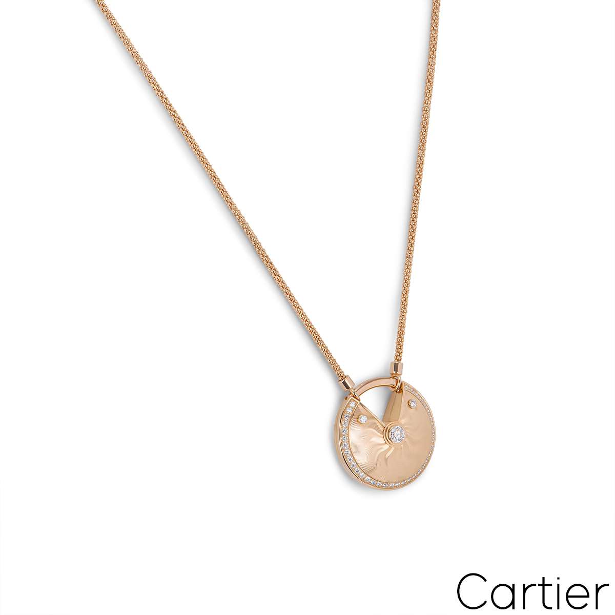 Cartier Rose Gold Guilloche Amulette De Cartier Necklace